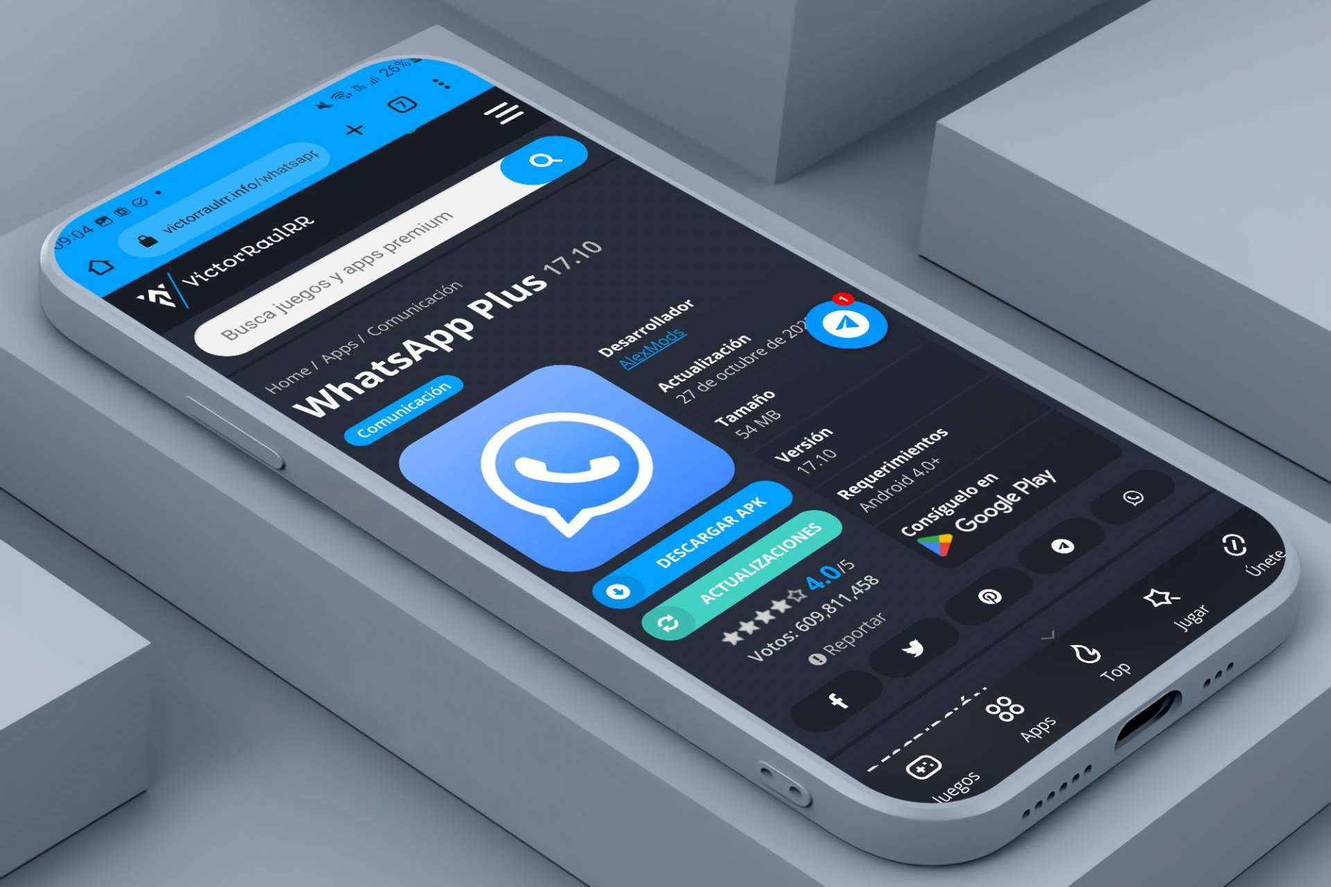 VictorRaulRR Apps explica dónde descargar WhatsApp Plus y GBWhatsApp