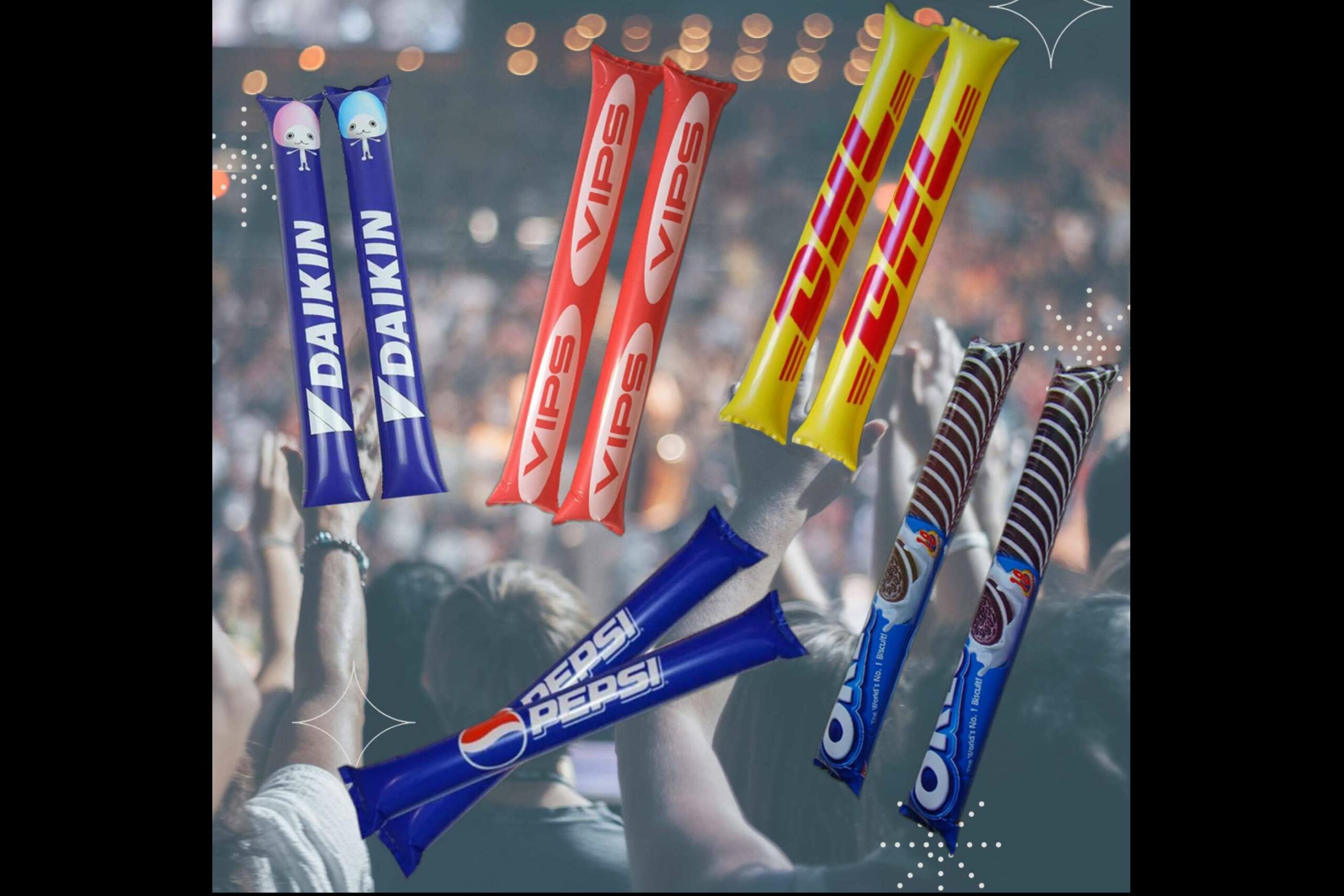 Aplaudidores hinchables impresos con logos, Jovi Inc refuerza la visibilidad de marcas en eventos